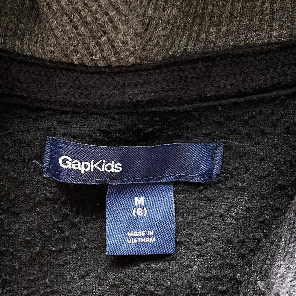 Gap Kids Boys Black Fleece Full Zip Logo Hoodie 8